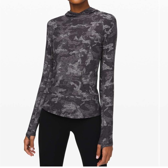 Lululemon On Repeat Rulu Hoodie Incognito Camo HTR Black Size 12 - Picture 1 of 9